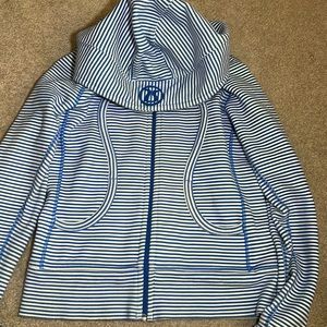 LULULEMON Blue and white striped scuba jacket full zip PRICE NEGOTIABLE-size 8